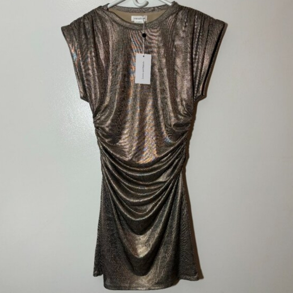 NWT | Lovers and Friends Rosie Proseco Shimmer Rose Gold Dress Small - Picture 5 of 12